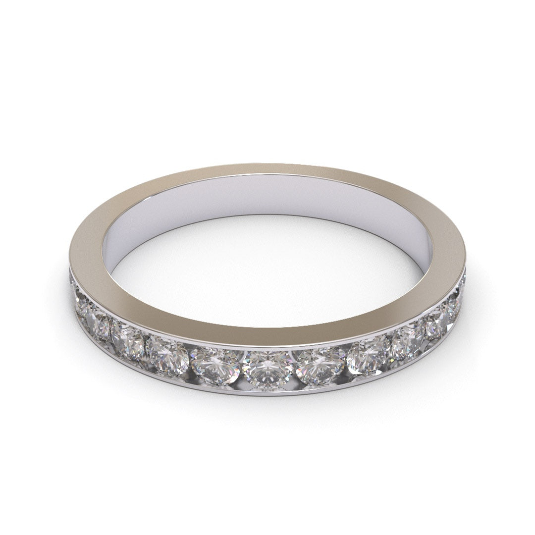 Half Channel Eternity Pave 18K White Gold 2.2mm band