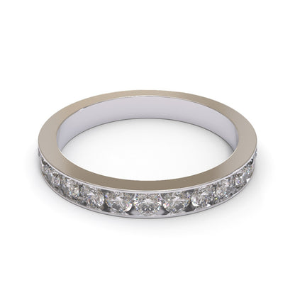 Half Channel Eternity Pave 18K White Gold 2.2mm band