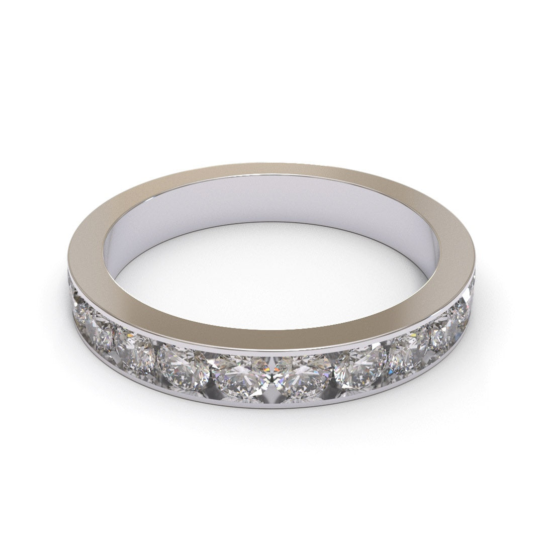 Half Channel Eternity Pave 18K White Gold 2.5mm band
