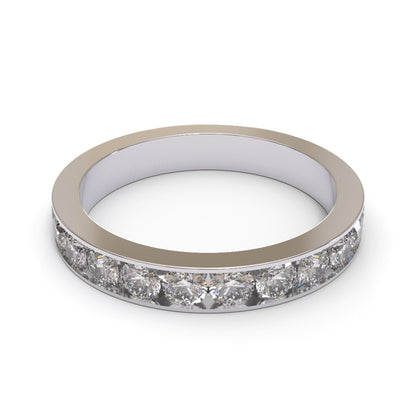 Half Channel Eternity Pave 18K White Gold 2.5mm band