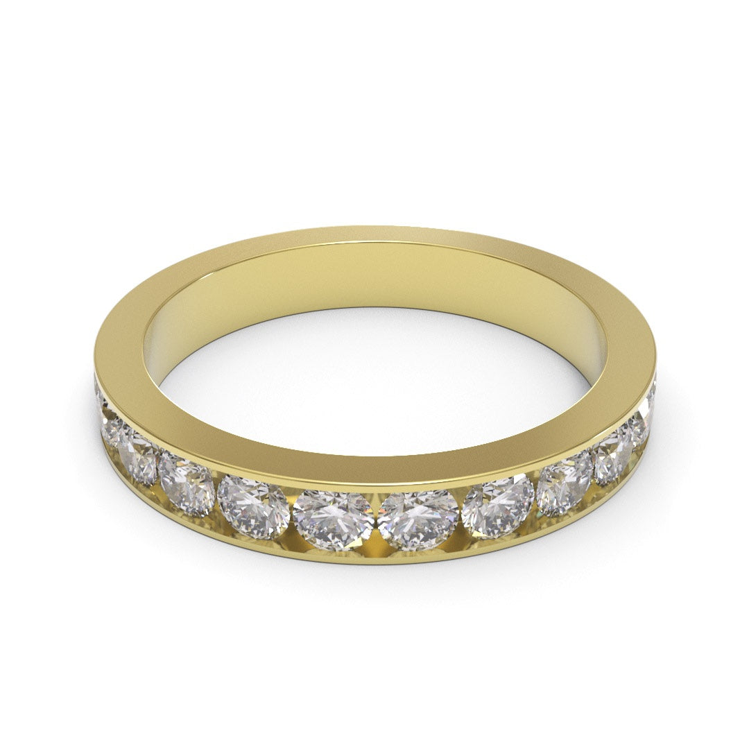 Half Channel Eternity Pave 18K White Gold 2.5mm band