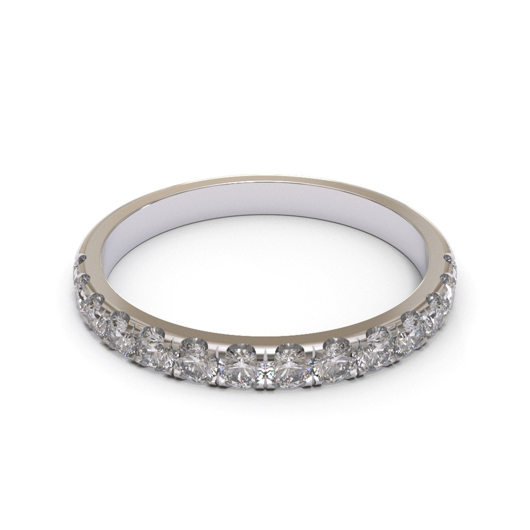 Half Eternity Pave 18K White Gold 2mm band