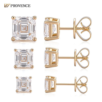 Gold earrings with clear gemstones on a white background, featuring the Provence brand.