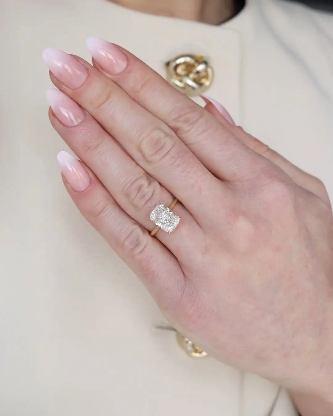 Solitaire Ring 1CT Real Gold Wedding Engagement Ring with Lab Grown Diamonds 10K 14K 18K PT950 Rings for Women