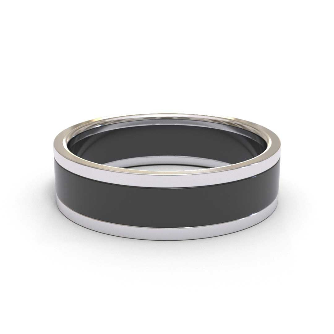 Two-Tone Black White Gold 5mm band