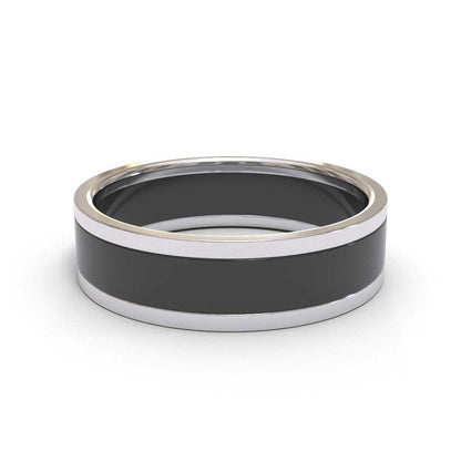 Two-Tone Black White Gold 5mm band