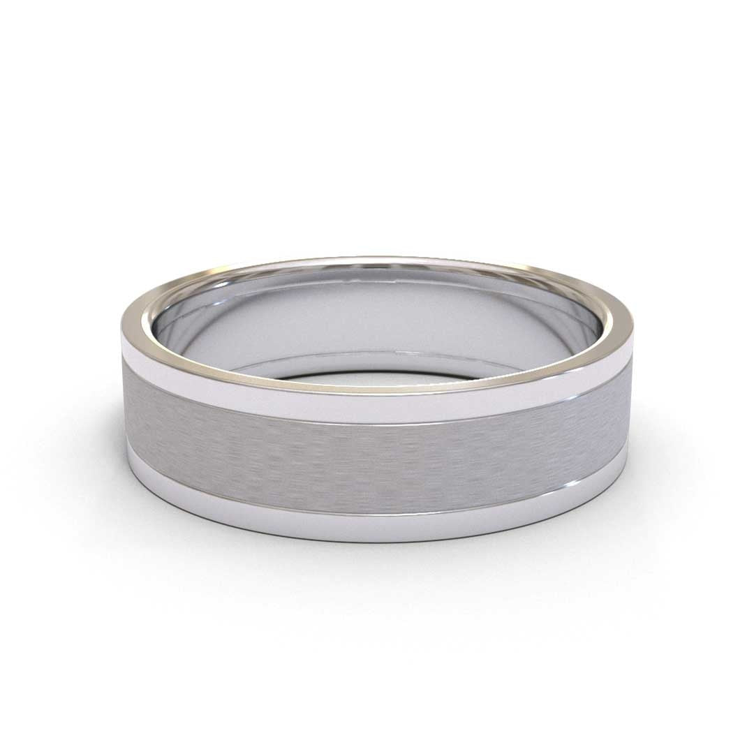 Two-Tone Matt 18K White Gold 5mm band