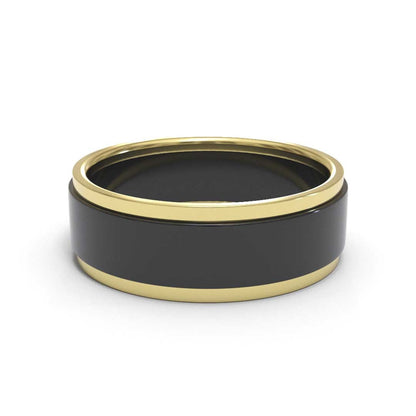 Men's Stepped Black 18K White Gold 6mm band