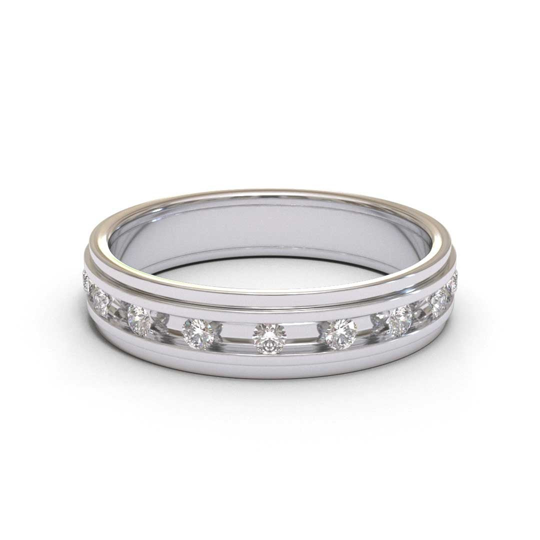 Men's Spaced Eternity 18K White Gold 4mm band