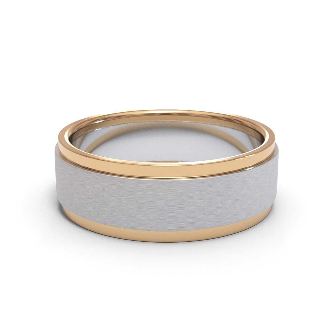 Men's Stepped Matt 18K White Gold 6mm band