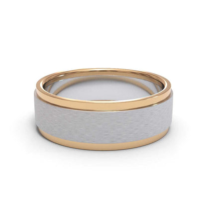 Men's Stepped Matt 18K White Gold 6mm band