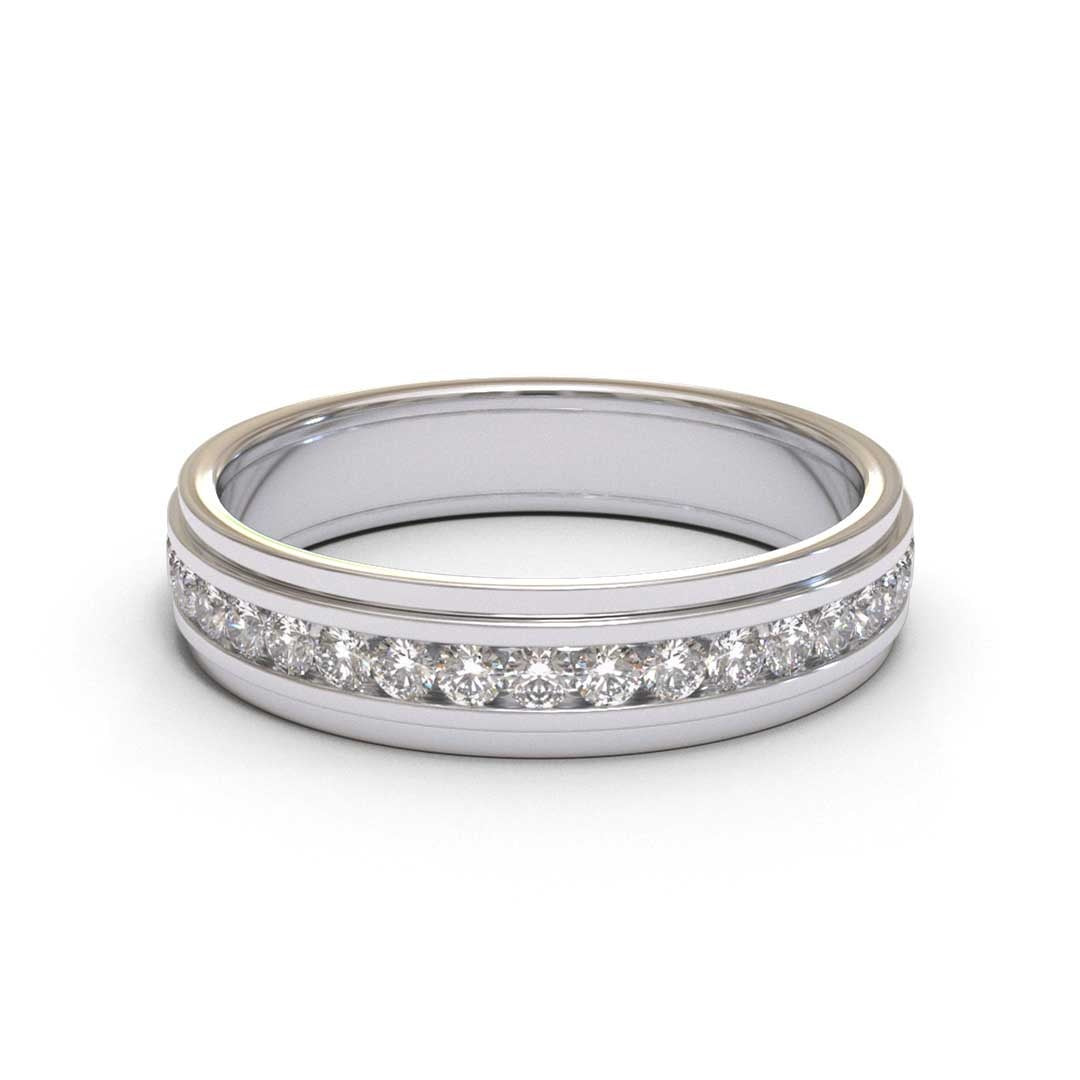 Men's Stepped Eternity 18K White Gold 4mm band