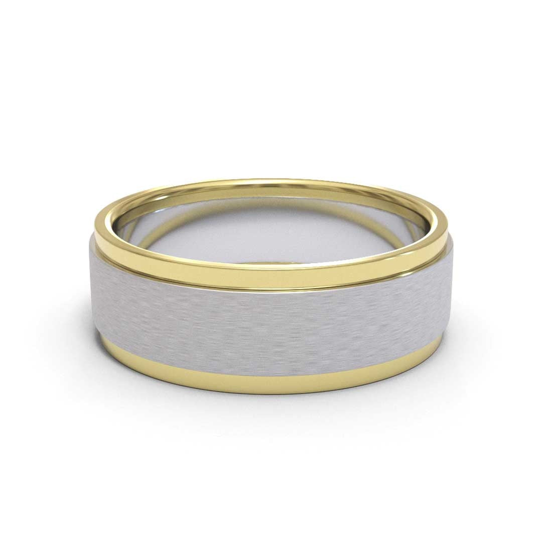 Men's Stepped Matt 18K White Gold 6mm band