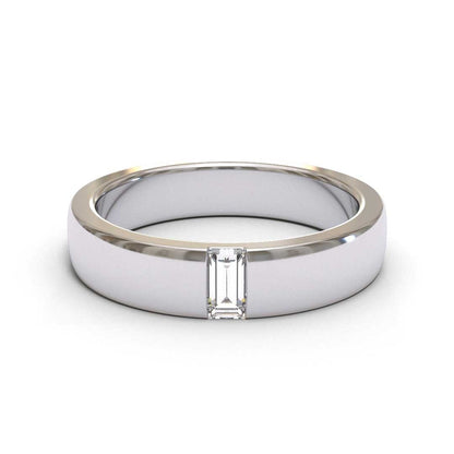 Men's Baguette 18K White Gold 4mm band