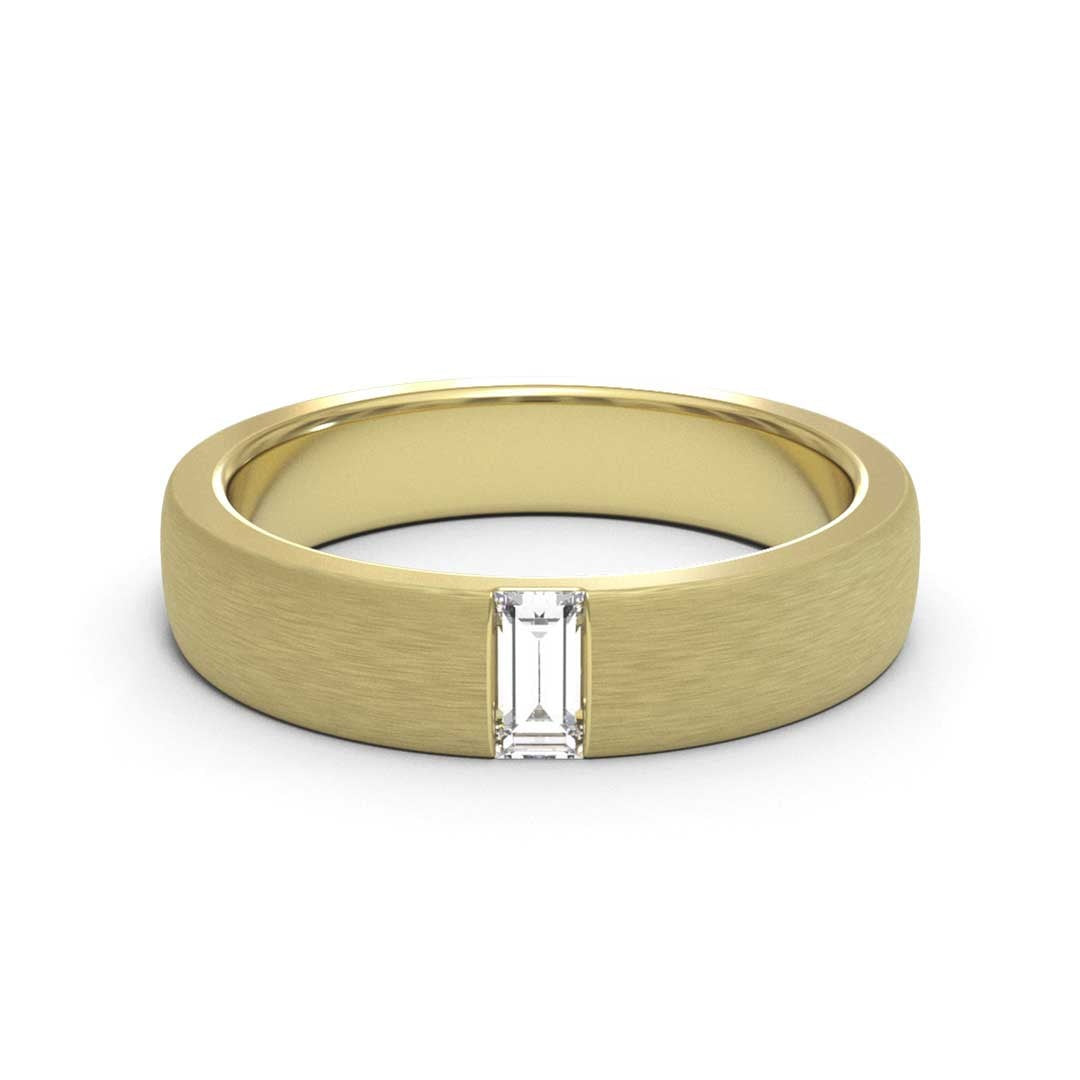 Men's Baguette Matt 18K White Gold 4mm band