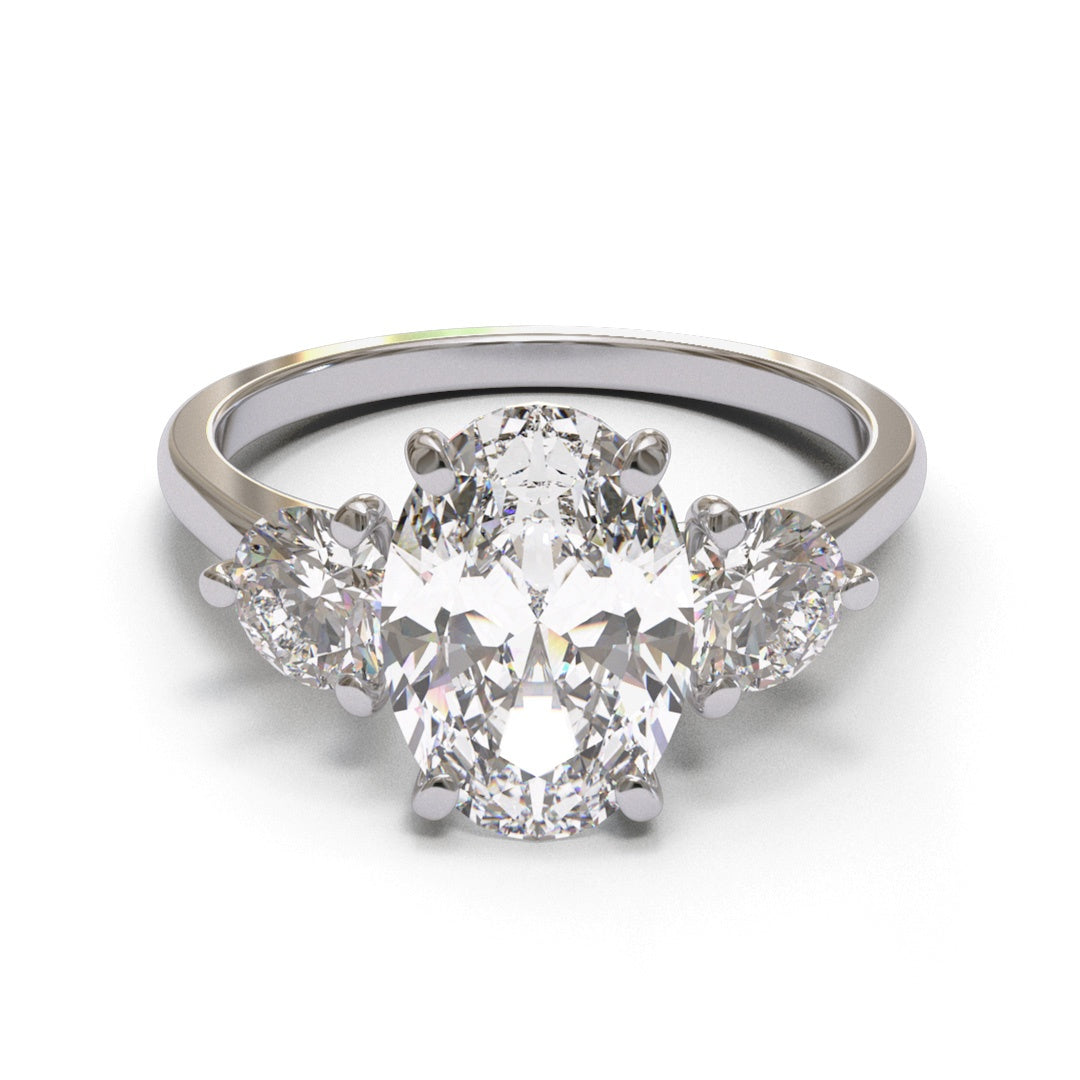 Oval Trilogy Round side diamonds 1.6mm band (setting only)