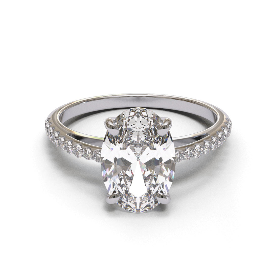 Oval Collet Cathedral Pave 2mm band (setting only)