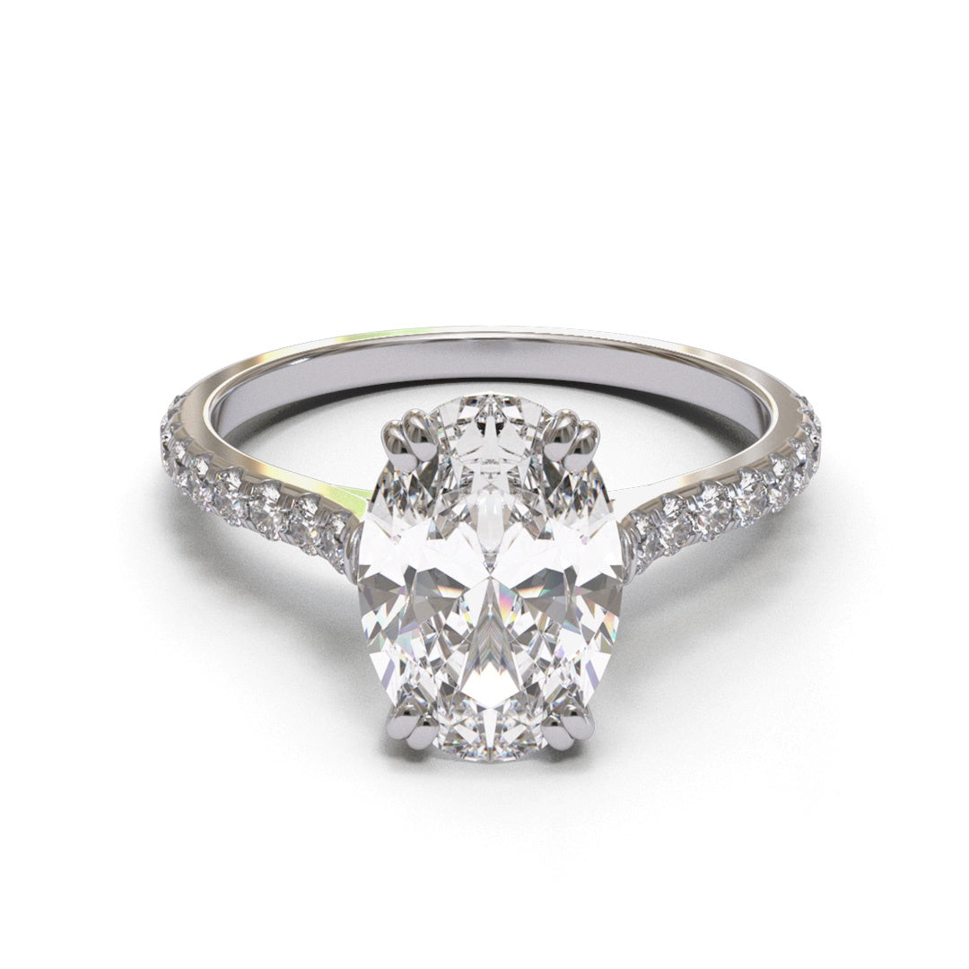 Oval Open Cathedral  Double Claw Pave 1.6mm band (setting only)