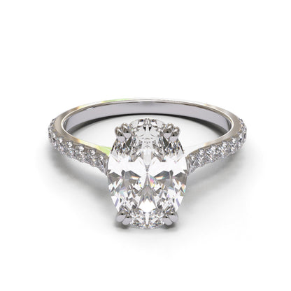 Oval Open Cathedral  Double Claw Pave 1.6mm band (setting only)