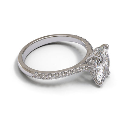 Oval Tapered Cathedral Hidden Halo Pave 1.6-2.6mm band (setting only)