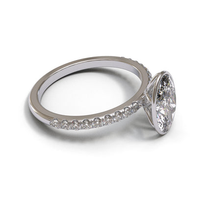 Oval Tulip Dome Bezel Pave 1.6mm band (setting only)