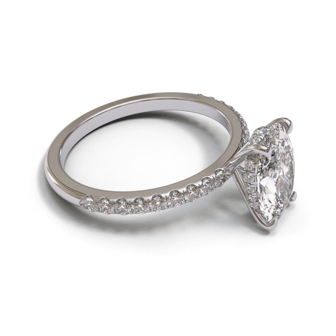 Oval Hidden Hidden Halo Pave 2mm band (setting only)