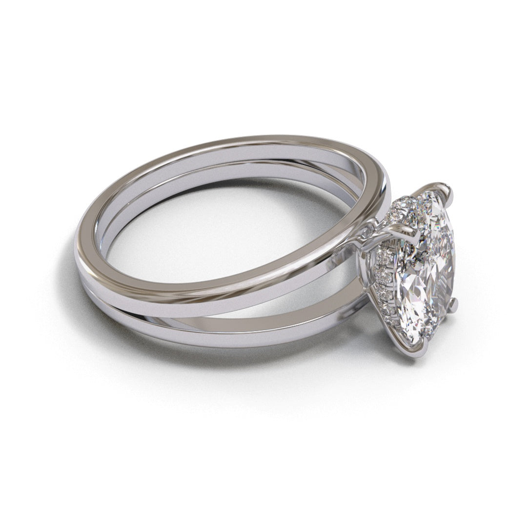Oval Split Shank Hidden Halo 3mm band (setting only)