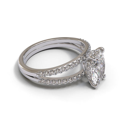 Oval Split Shank Hidden Halo Pave 3mm band (setting only)