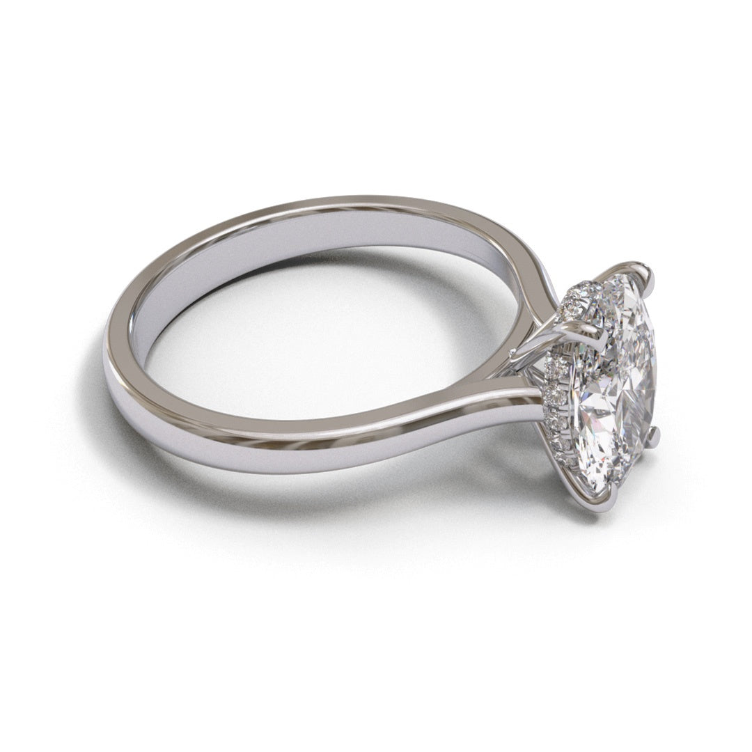 Oval Tapered Cathedral Hidden Halo 1.3-2.2mm band (setting only)