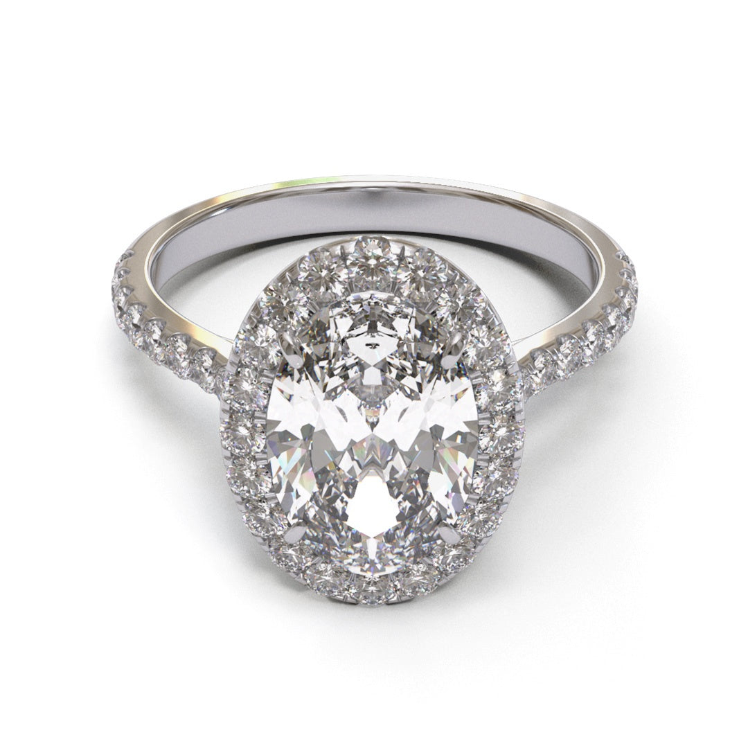 Oval Tapered Cathedral Halo Pave 1.6-2.6mm band (setting only)