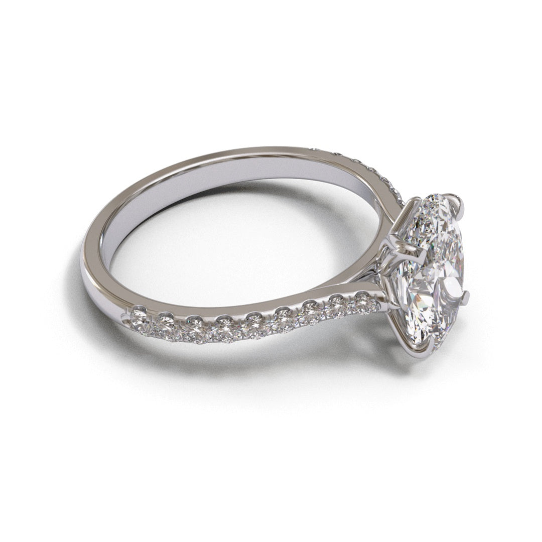 Oval Tulip Tapered Cathedral Pave 1.3-2.2mm band (setting only)