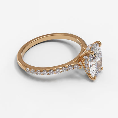 Oval Open Cathedral Hidden Halo Pave 2mm band (setting only)