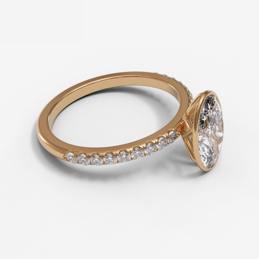 Oval Tulip Dome Bezel Pave 1.6mm band (setting only)