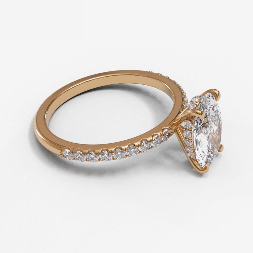 Oval Hidden Hidden Halo Pave 2mm band (setting only)