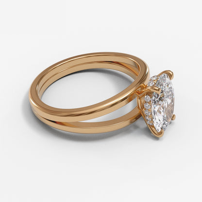Oval Split Shank Hidden Halo 3mm band (setting only)