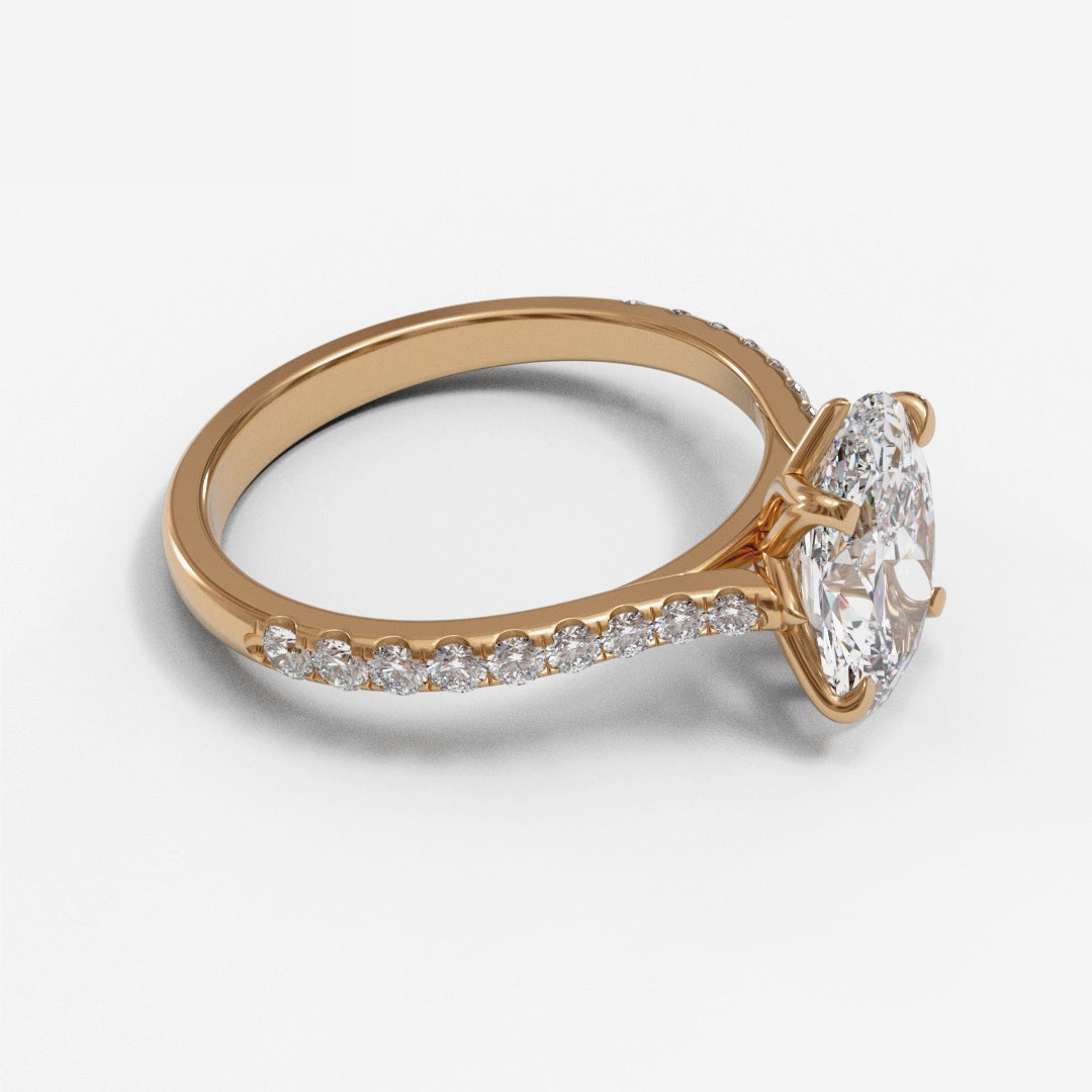 Oval Tulip Tapered Cathedral Pave 1.3-2.2mm band (setting only)