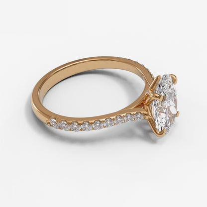 Oval Tulip Tapered Cathedral Pave 1.3-2.2mm band (setting only)