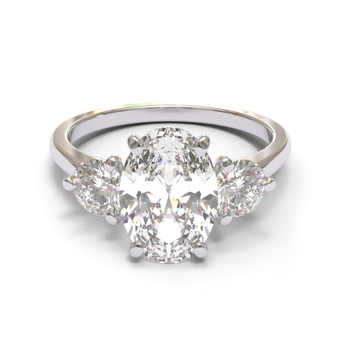 Oval Trilogy Round side diamonds 1.6mm band (setting only)