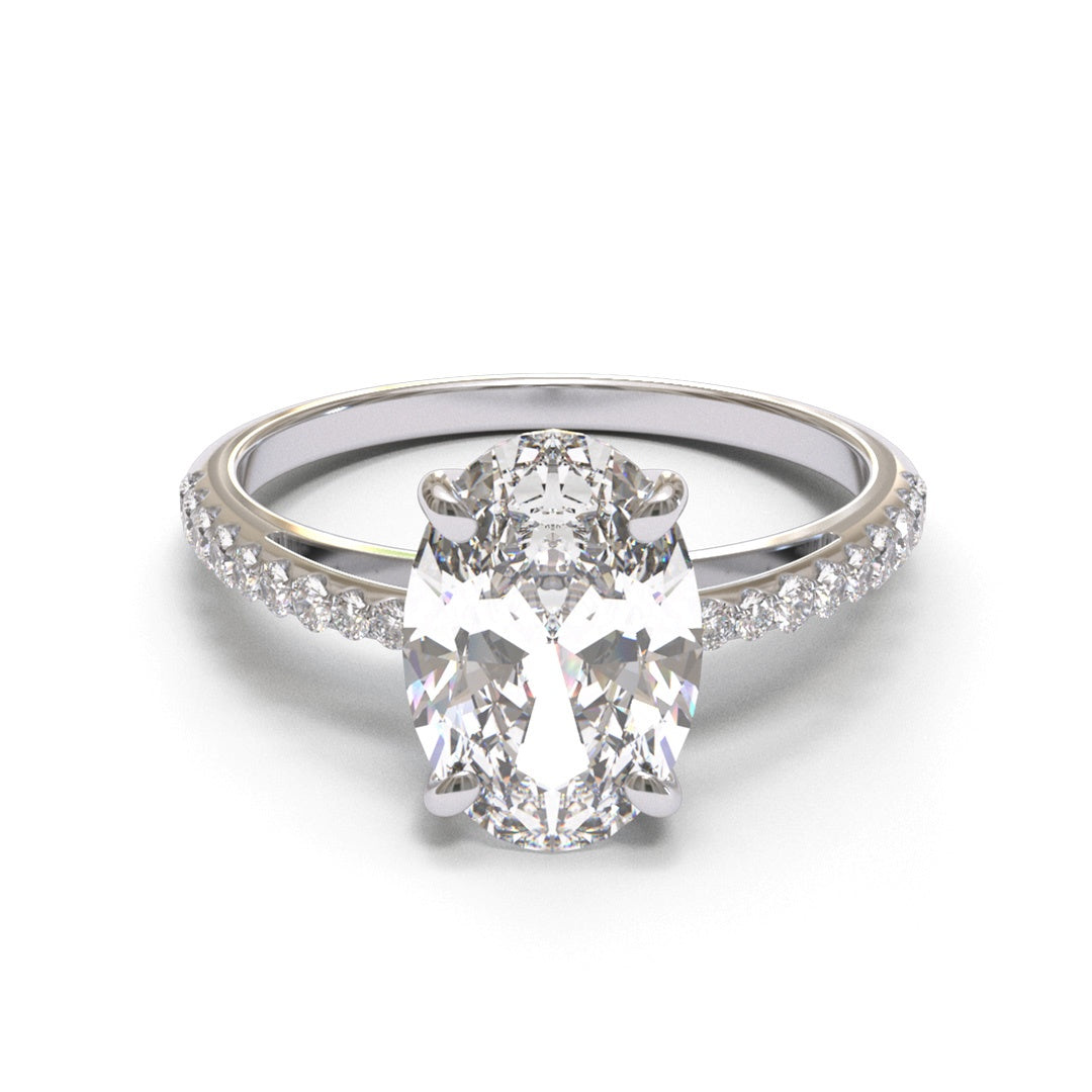 Oval Collet Cathedral Pave 2mm band (setting only)