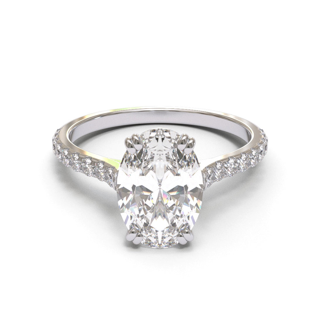 Oval Open Cathedral  Double Claw Pave 1.6mm band (setting only)