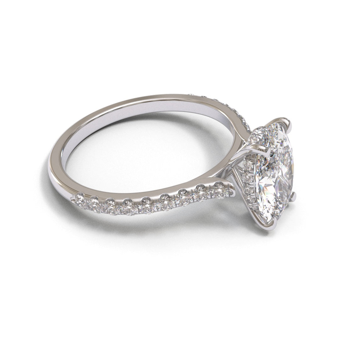 Oval Open Cathedral Hidden Halo Pave 1.6mm band (setting only)