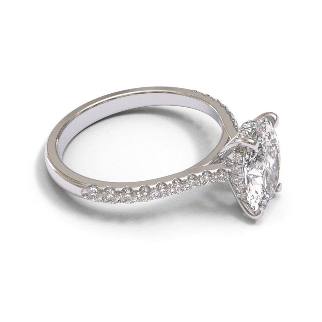 Oval Tapered Cathedral Hidden Halo Pave 1.6-2.6mm band (setting only)