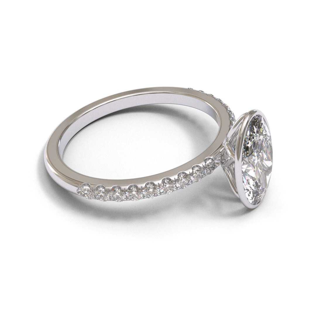 Oval Tulip Dome Bezel Pave 2mm band (setting only)