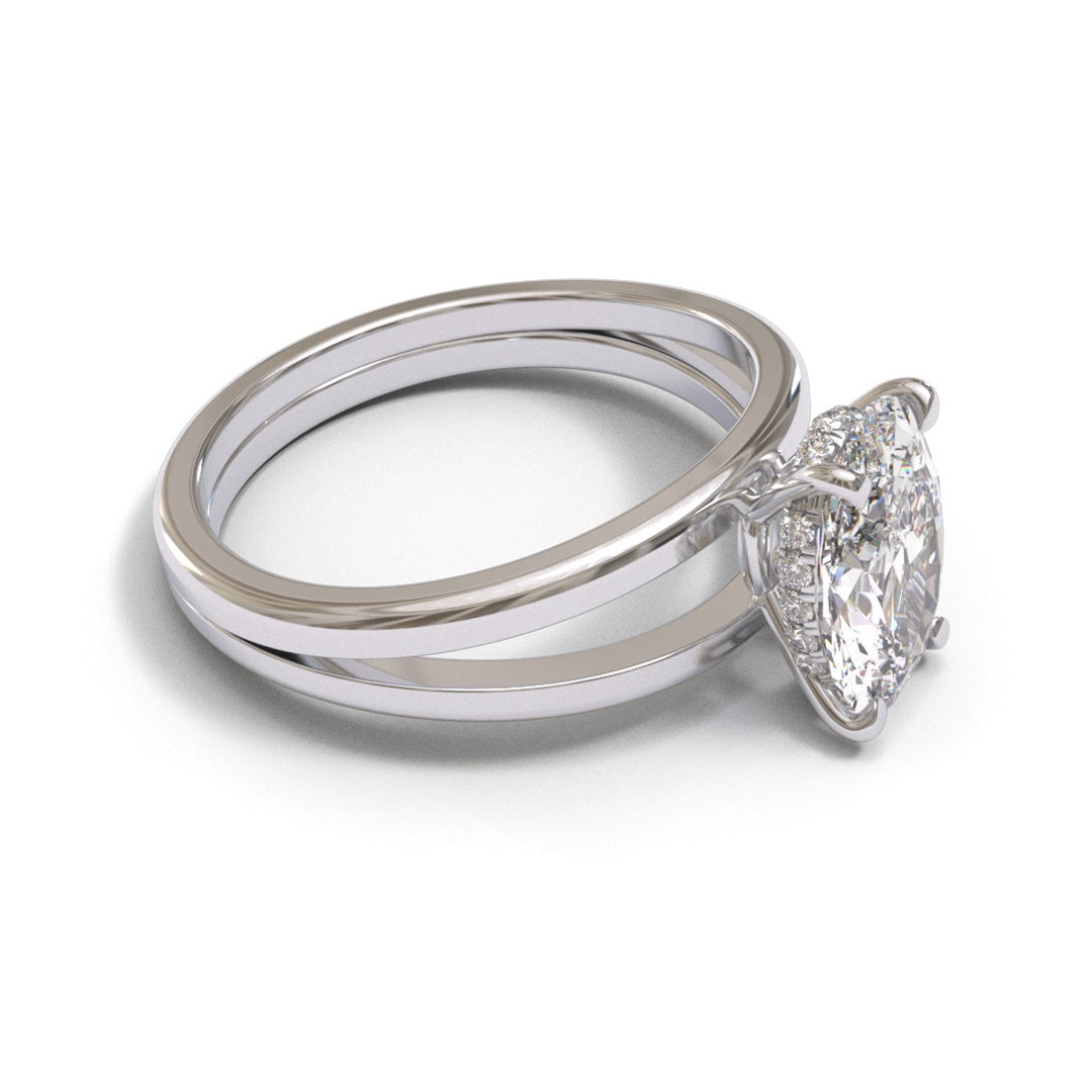 Oval Split Shank Hidden Halo 3mm band (setting only)