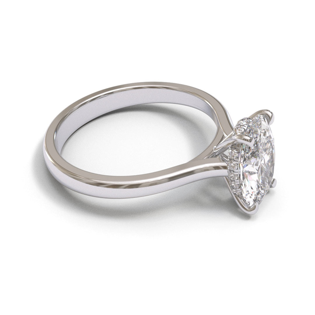 Oval Tapered Cathedral Hidden Halo 1.6-2.6mm band (setting only)