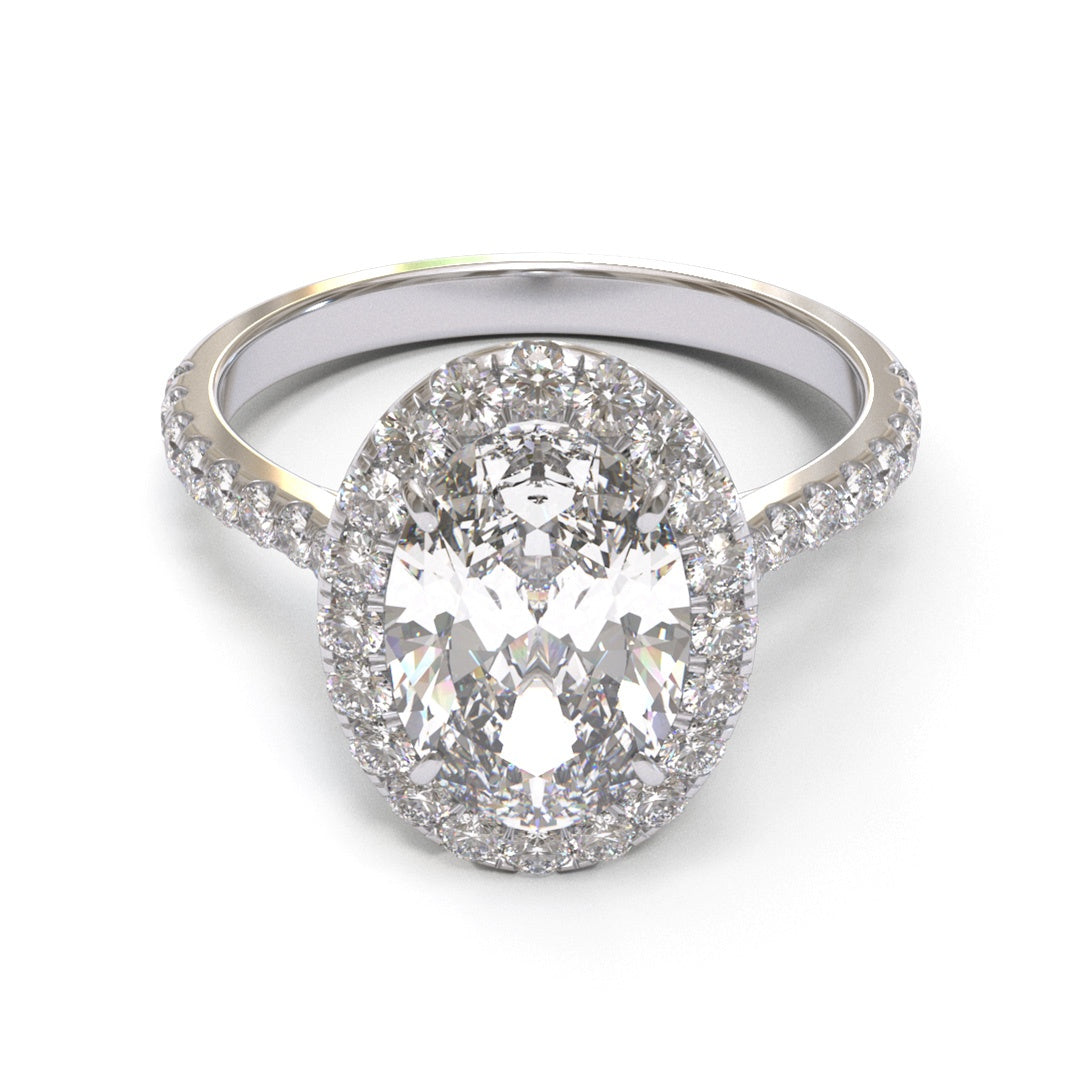 Oval Tapered Cathedral Halo Pave 1.6-2.6mm band (setting only)