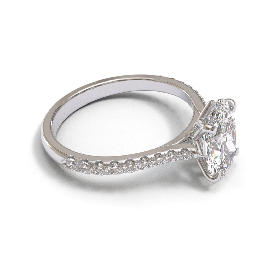 Oval Tulip Tapered Cathedral Pave 1.3-2.2mm band (setting only)