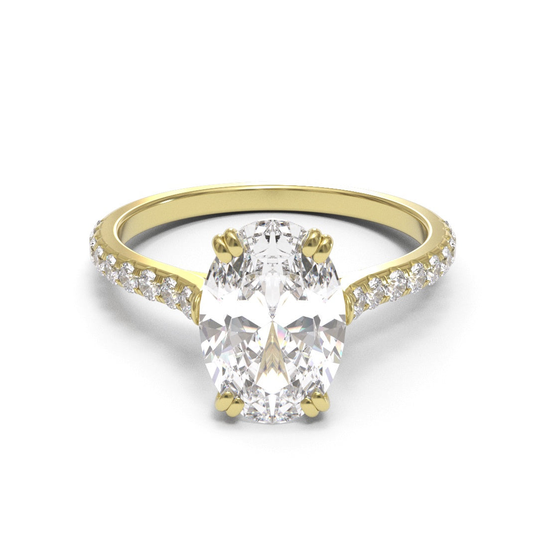 Oval Open Cathedral  Double Claw Pave 1.6mm band (setting only)