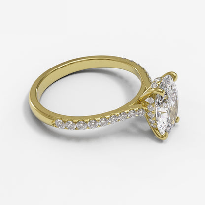 Oval Tapered Cathedral Hidden Halo Pave 1.6-2.6mm band (setting only)