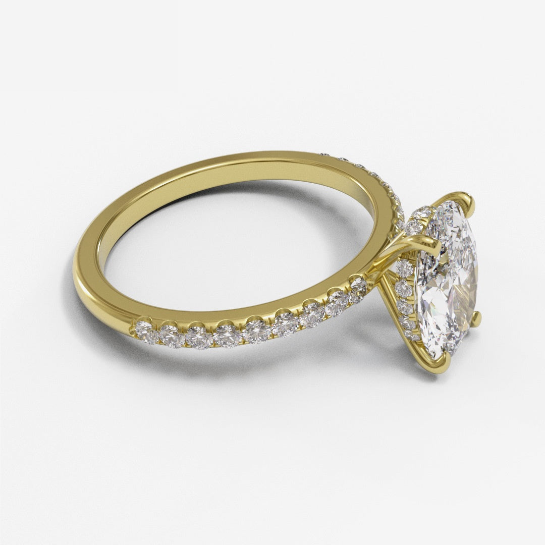 Oval Hidden Hidden Halo Pave 2mm band (setting only)